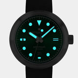 Agumbe wristwatch lume glowing with Swiss BGW Super-Luminova for best visibility in every light.