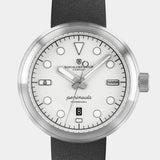 Close-up of the Zanskar wristwatch featuring a white dial representing the frozen rivers of the valley and a grain texture to show the snow-covered cliffs.