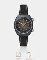 Apogee Earthshine - India’s space-qualified wristwatch with a pale-brown fumé dial and Cerasteel™ case.