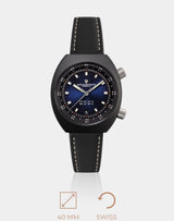 Apogee Horizon - India’s space-qualified wristwatch with a deep blue fume dial and sunray pattern.