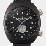 Close-up of the Apogee Manzinus II wristwatch dial featuring a Muonionalusta meteorite disc at the 6 o'clock position.