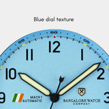 MACH 1 Officer's Blue wristwatch featuring a vibrant blue dial, offering a fresh and dynamic look.