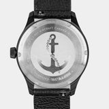 Close-up of the MACH 1 Admiral watch caseback, showcasing the detailed anchor chain, honoring the INS Vikrant R11.