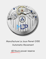 MACH 1 Admiral watch powered by Swiss La Joux-Perret G100 automatic movement, offering a 68-hour power reserve for precision and reliability.