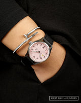 Woman wearing MACH 1 Silk Scarf, hand in pocket, highlighting the watch.