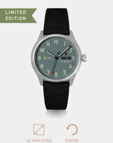 MACH 1X – A Limited Edition Pilot wristwatch crafted with surgical-grade 316L stainless steel and elements inspired by the MiG 21 fighter jet.