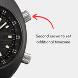 The Apogee Visitor Cerasteel™ case, micro-bead-blasted for a refined and modern finish.