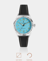 Men in Blue – Cricket inspired wristwatch with sandwich-styled dial, diamond-cut rhodium-plated hands, and cricket-inspired details.