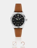 The Pavilion – Cricket-inspired wristwatch with sandwich-styled dial, diamond-cut rhodium-plated hands, and cricket-themed details.