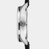 MACH 1X watch case side, showcasing its surgical-grade 316L stainless steel construction with precision detailing.