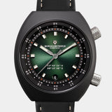 Close-up of the Apogee Supernova watch dial, featuring a green fumé dial with a sunray pattern, inspired by a Supernova explosion.