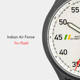 MACH 1 Avalanche watch dial featuring the Indian Air Force fin-flash positioned at 9H position.