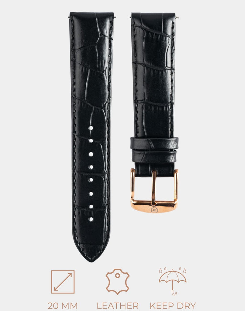 The Good Black Strap, Rose Gold Buckle